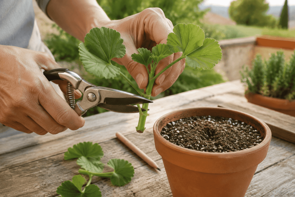 Bouture de menthe dans l'eau prête à être rempotée