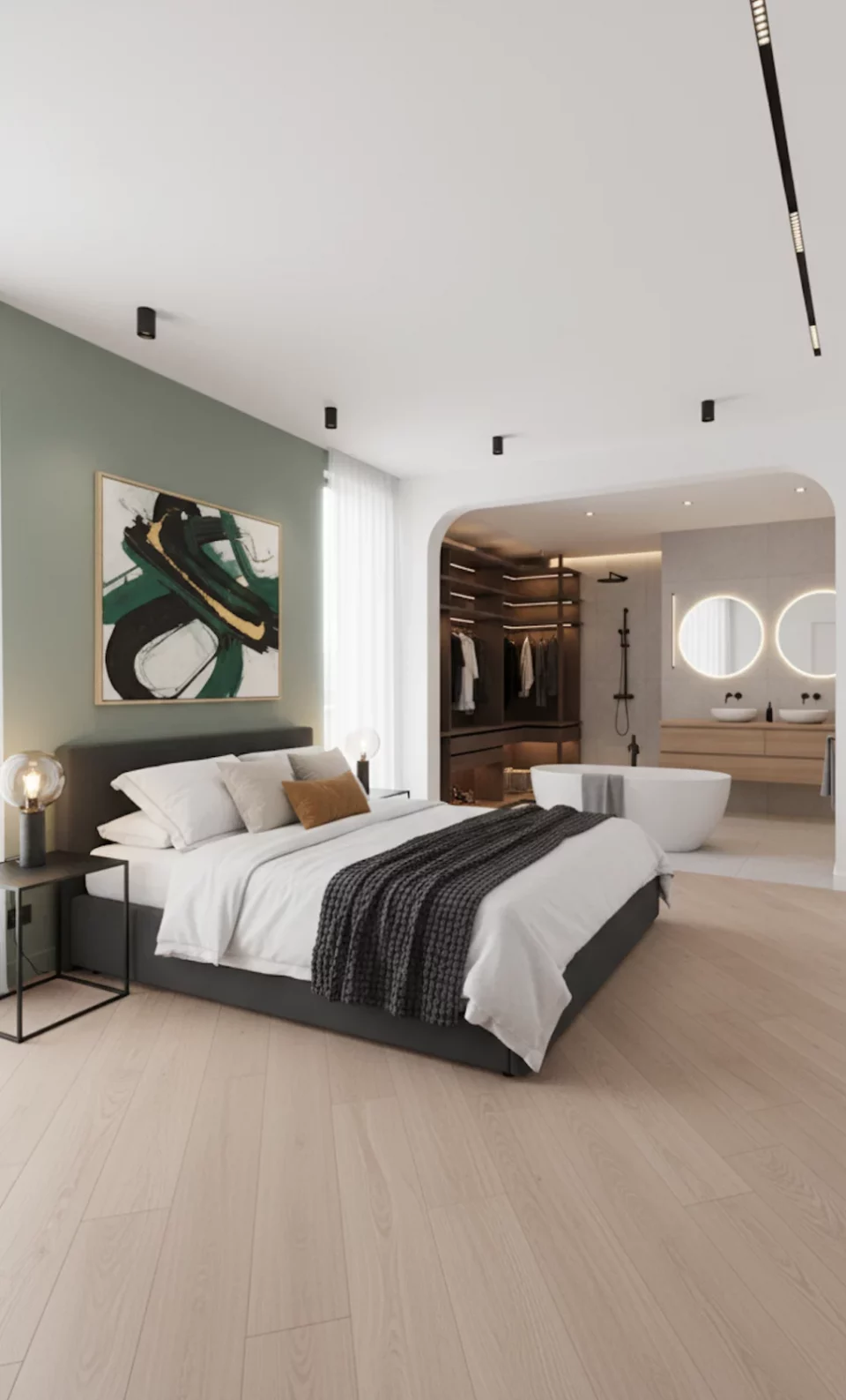 Suite parentale ouverte avec salle de bain attenante et dressing moderne