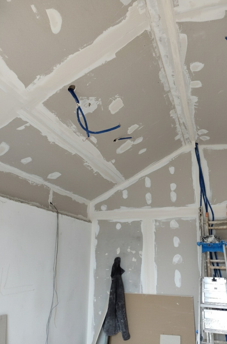 pose reseaux et electricite plafond placo