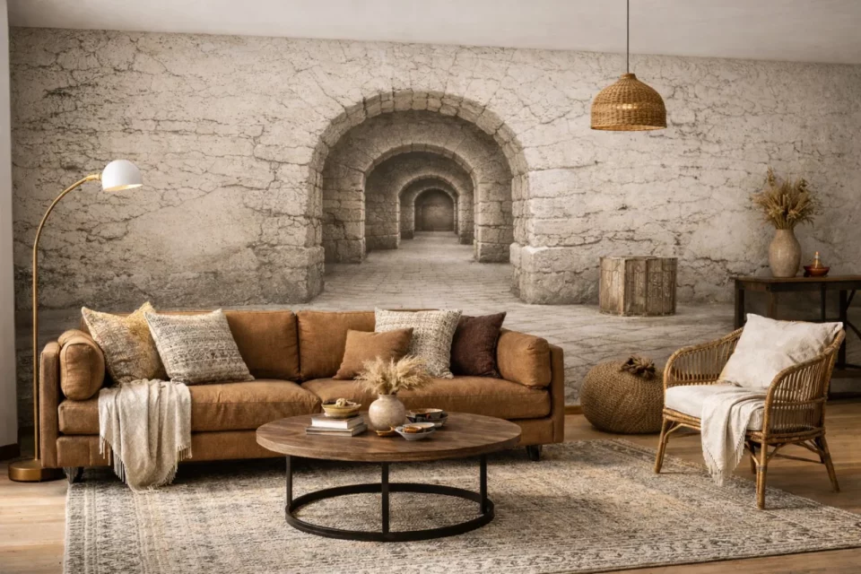 Papier peint trompe-l’œil mural : perspective et illusion d’optique pour agrandir une pièce