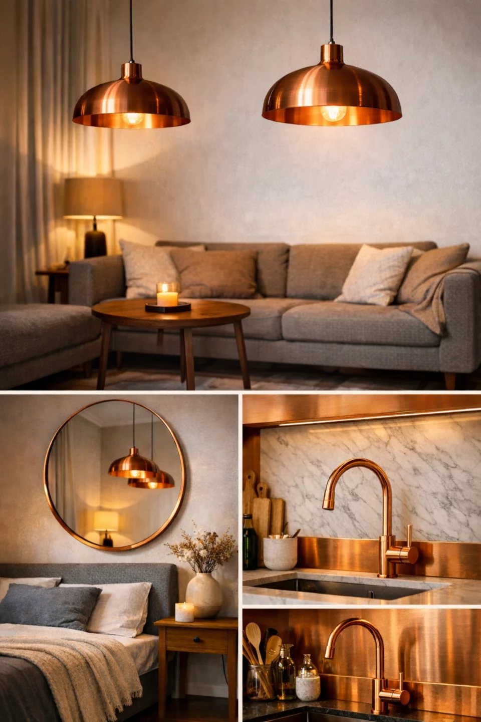cuivre luminaires salon