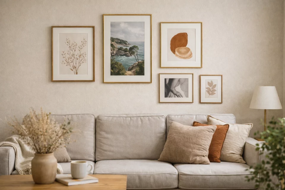 mur de cadres salon galerie murale