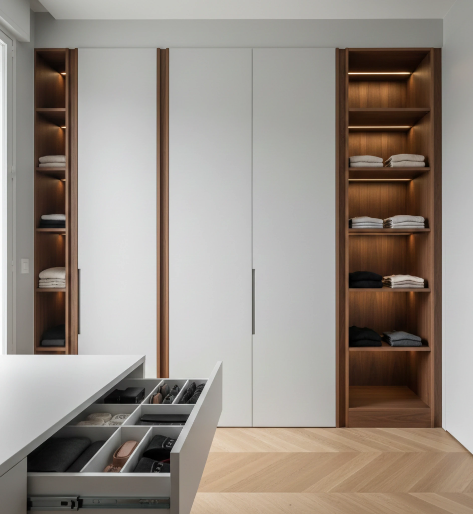 dressing sur mesure amenagement interieur bois led