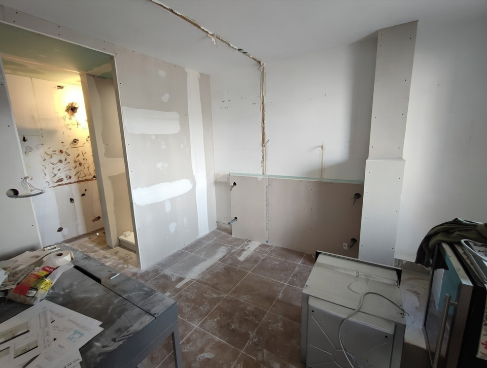 Chantier création tête de lit et niches en placo