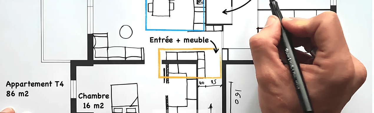 plan appartement T4 86m2 architecte dessin