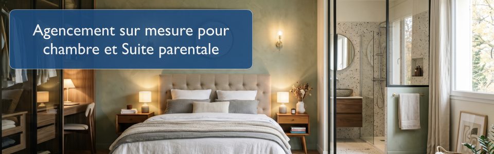 Chambre et suite parentale : agencement sur mesure par architecte d'intérieur - Pétale de Carreaux