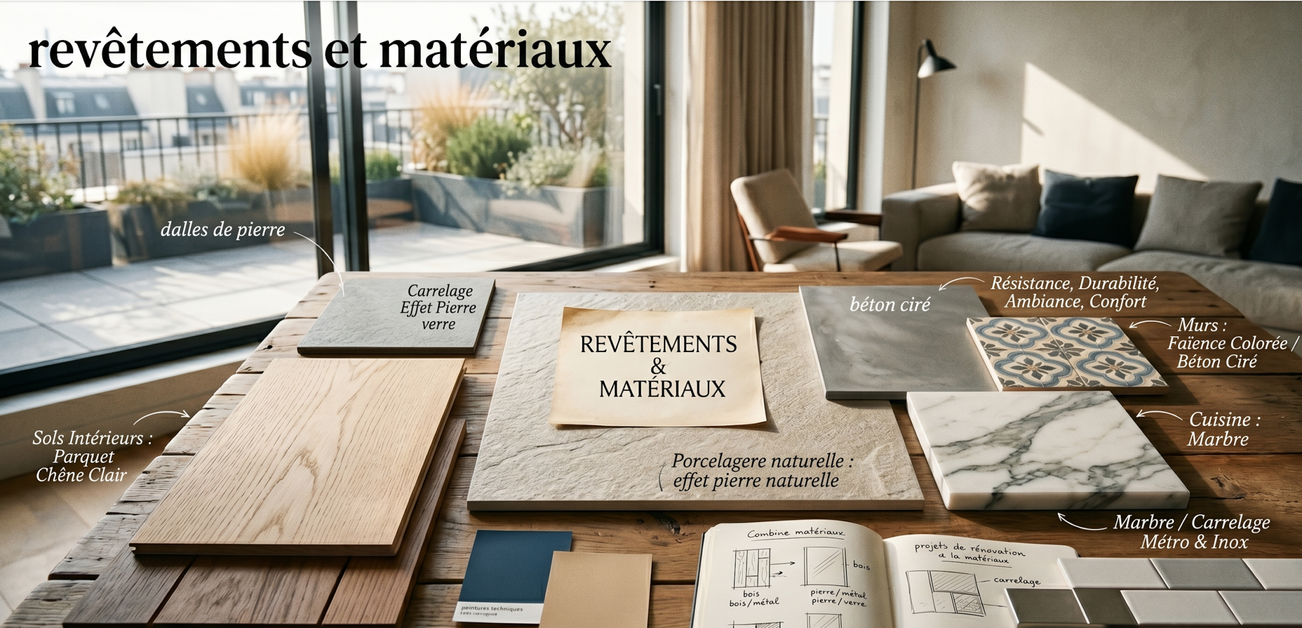 Revêtements et matériaux : carrelage, parquet, béton ciré et pierre naturelle - Pétale de Carreaux