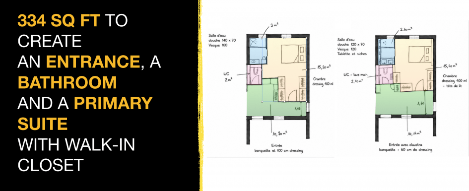 334 sq ft to create entrance