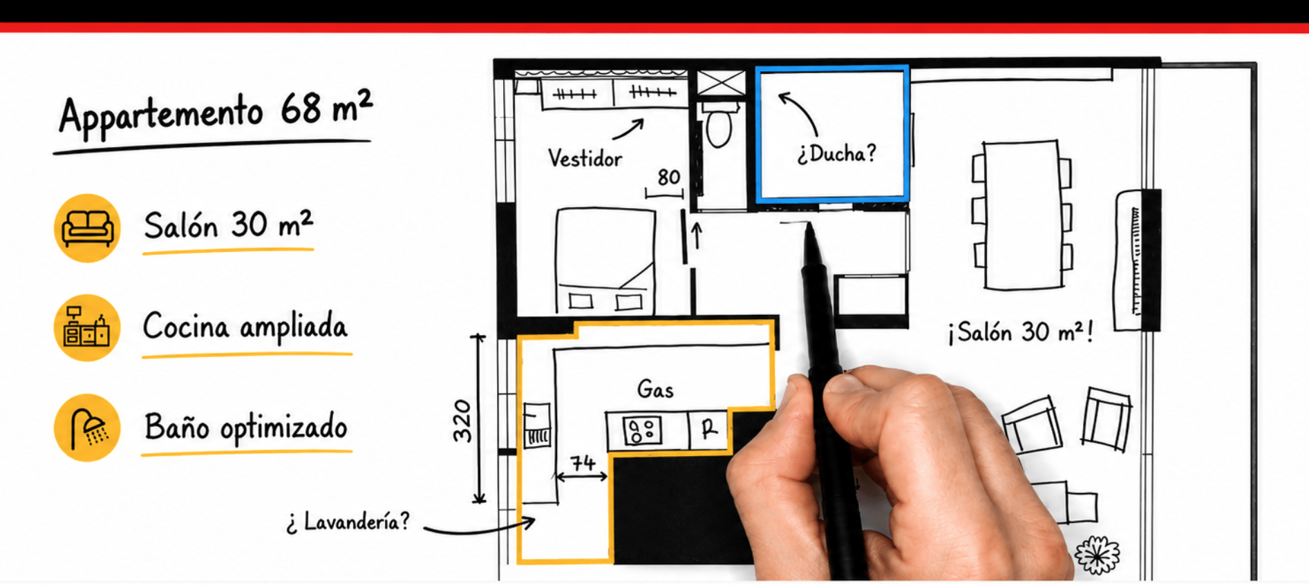 cocina bano mas grandes apartamento 68m2 es