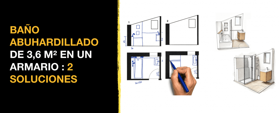 Baño abuhardillado de 3,6 m² en un armario 2 soluciones