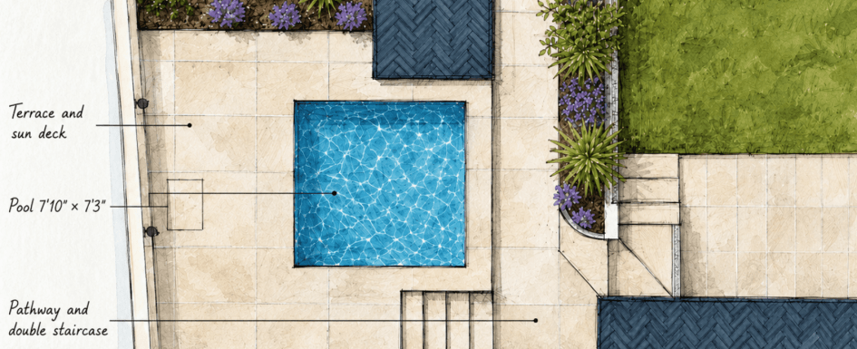 Build a Small Plunge Pool Under 10 m² (108 sq ft) in a Sloped, Hard to Access Backyard