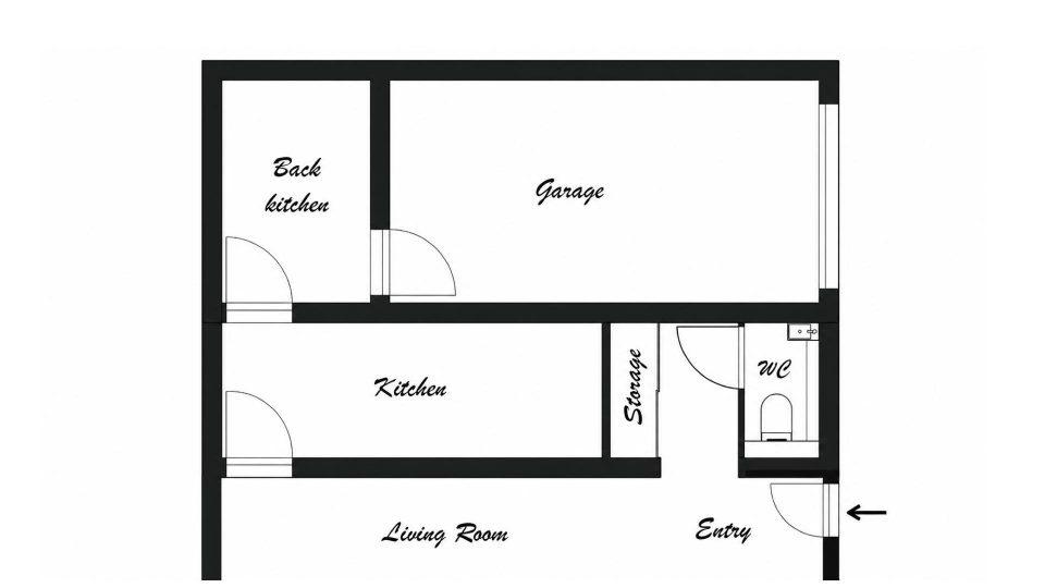 Existing floor plan of the 150 sq ft garage before its conversion into a primary suite