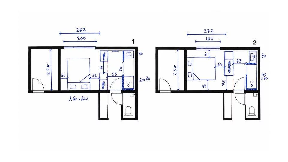 Plano acotado del garaje de 14 m² con la nueva apertura en el muro de carga y la ubicación de las futuras ventanas