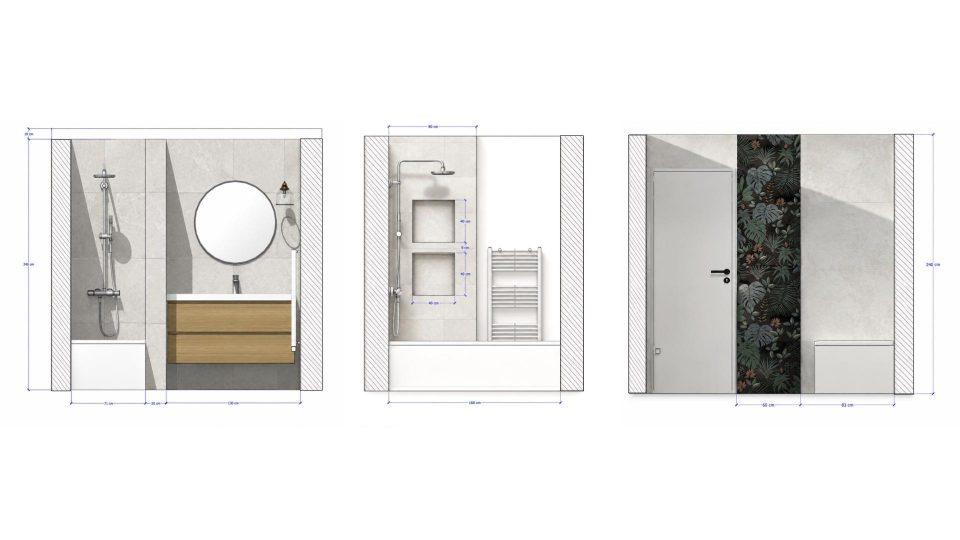 État des lieux de la salle de bains de 3,5 m² dans un T4 de 88 m² avec baignoire, meuble vasque et colonne technique